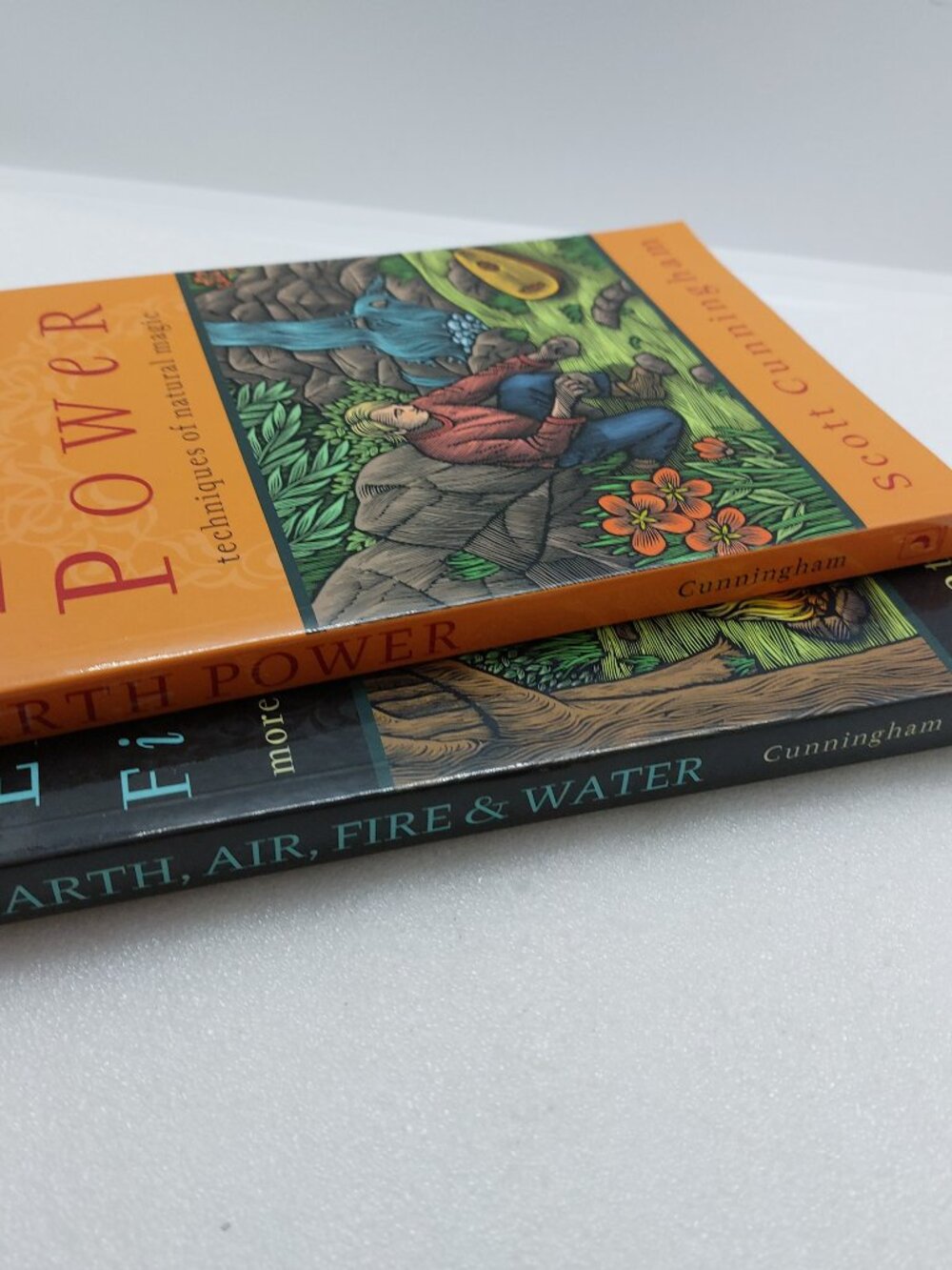 2 Natural Magic Books by Scott Cunningham Earth, Air Fire, & Water & Earth Power